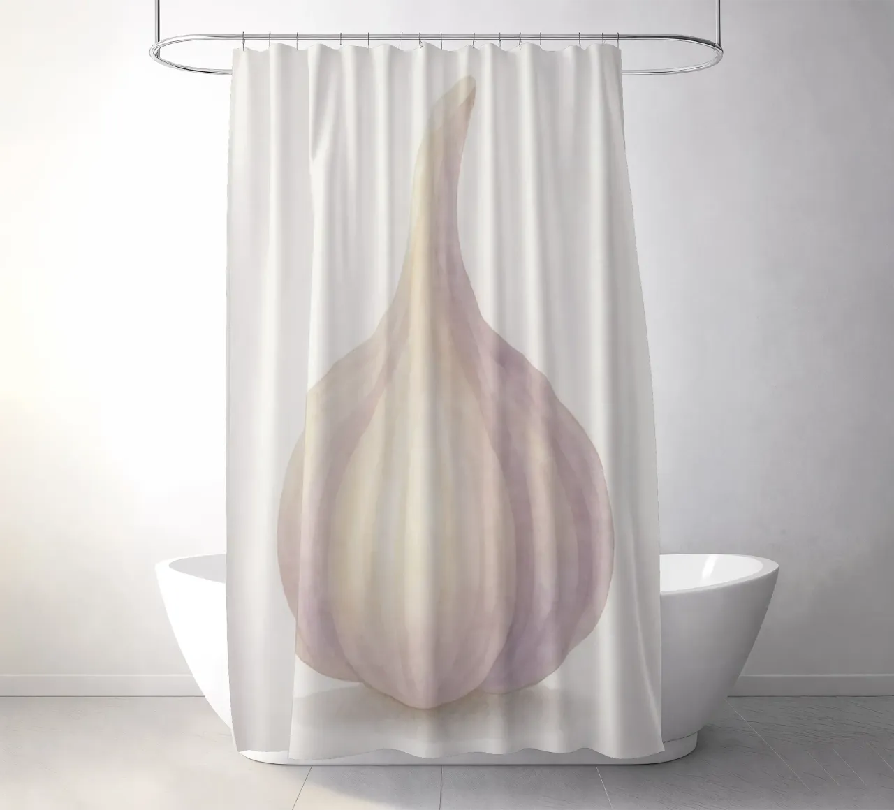Cute Garlic – Smiley Veggie for Kids shower curtain by Attaboy Dsgn