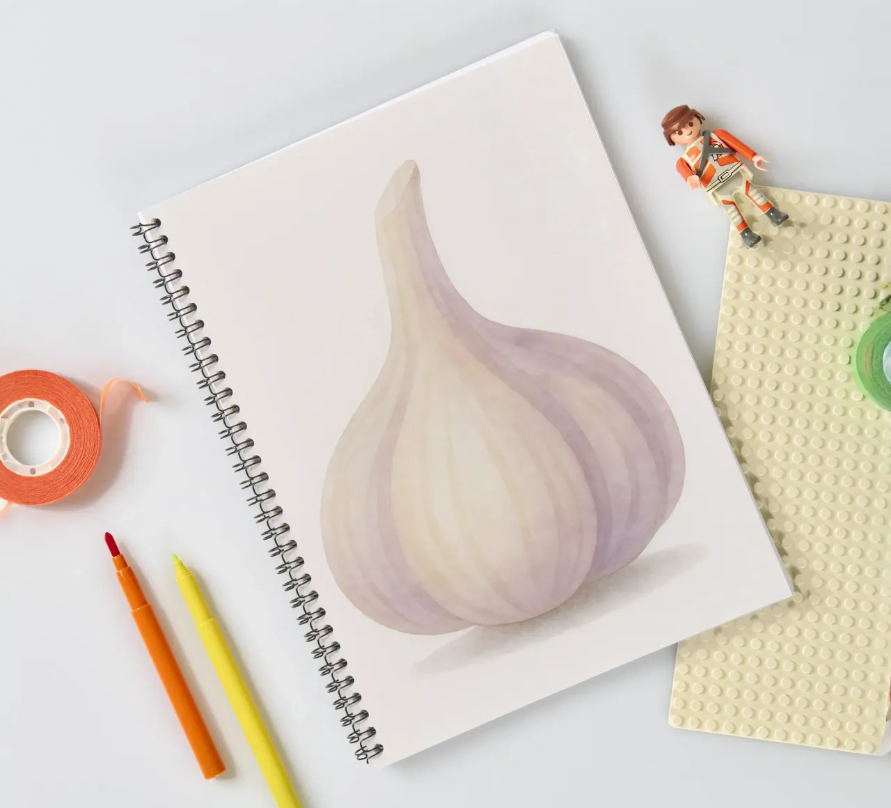 Cute Garlic – Smiley Veggie for Kids spiral notebook by Attaboy Dsgn