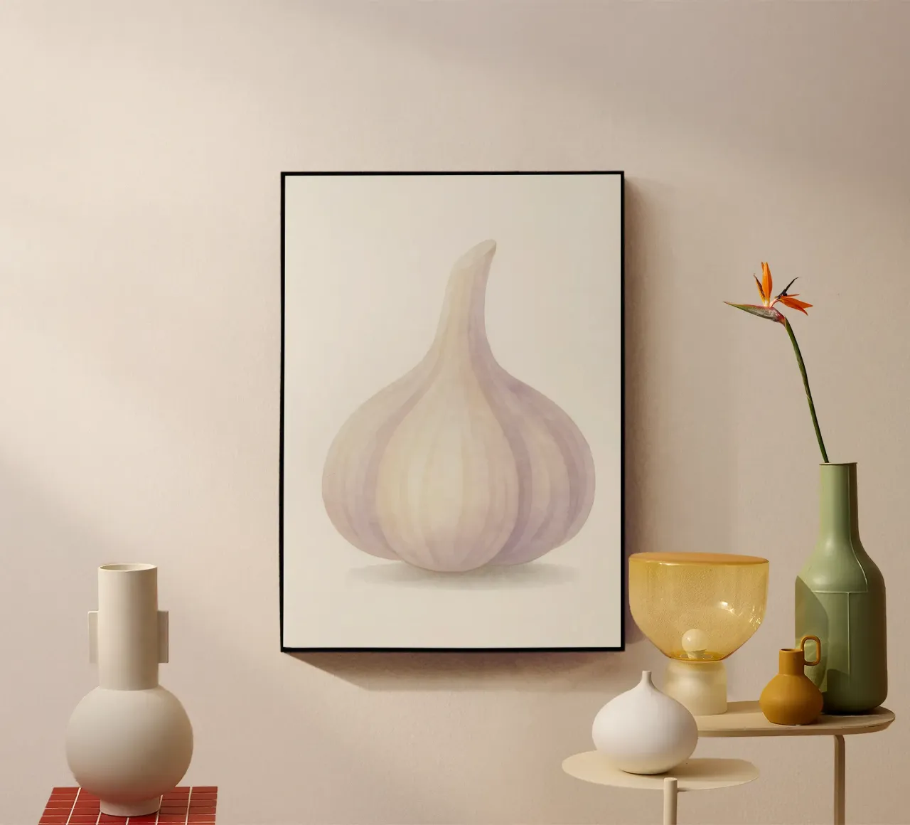 Cute Garlic – Smiley Veggie for Kids acrylic glass by Attaboy Dsgn