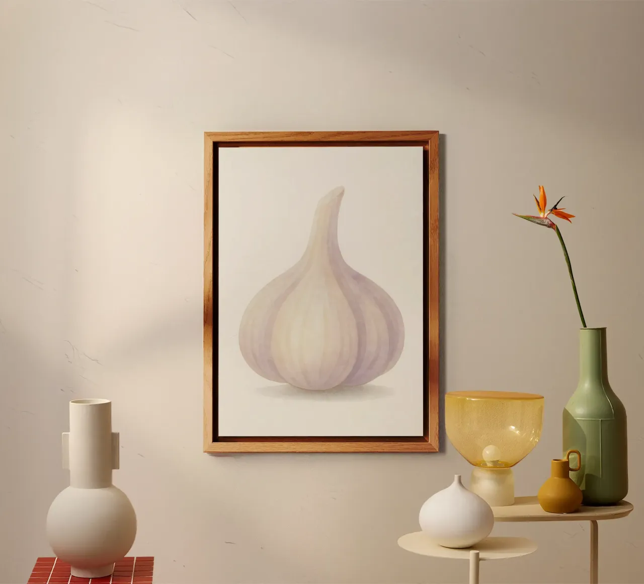 Cute Garlic – Smiley Veggie for Kids alu-dibond by Attaboy Dsgn