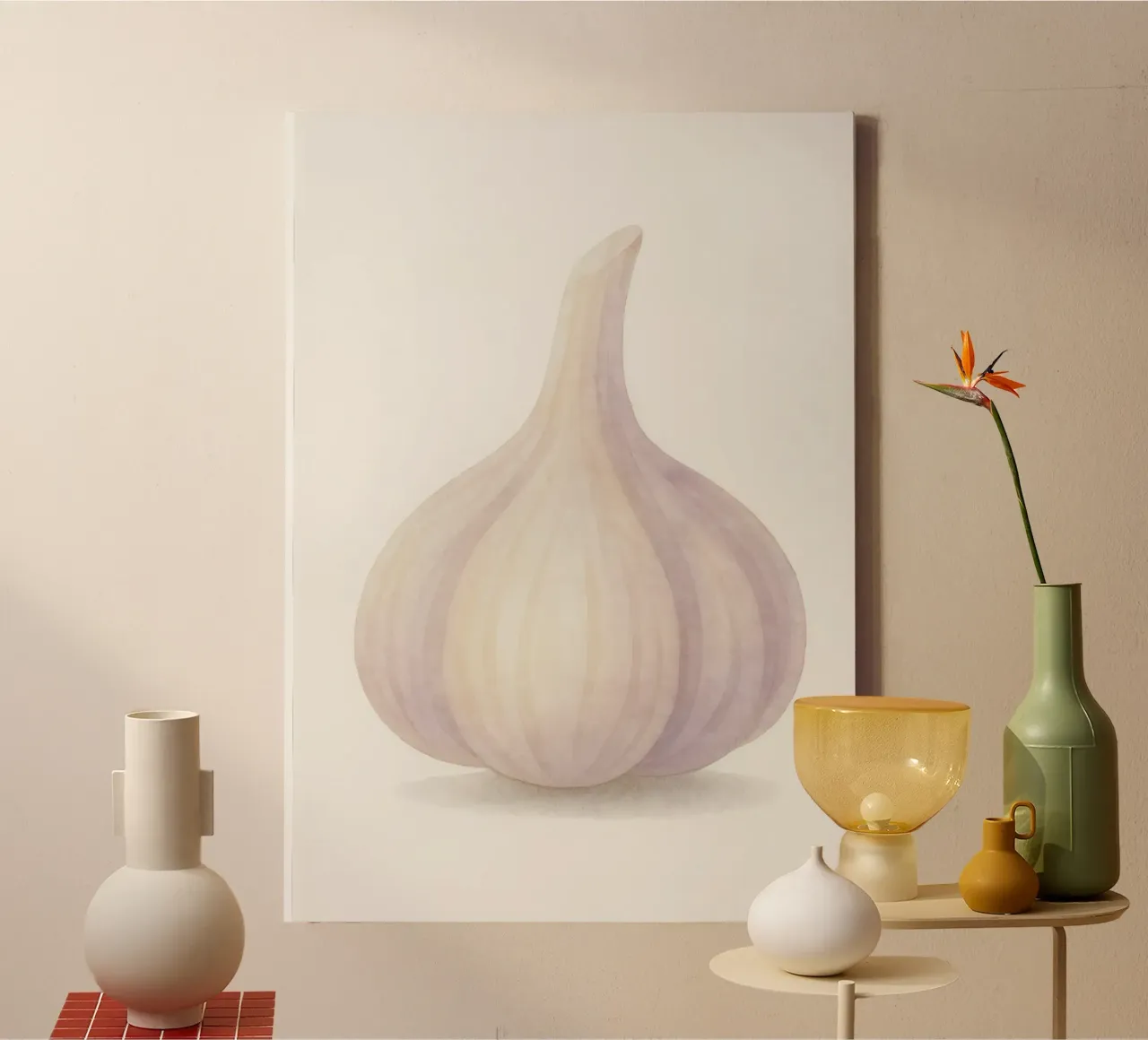 Cute Garlic – Smiley Veggie for Kids canvas by Attaboy Dsgn