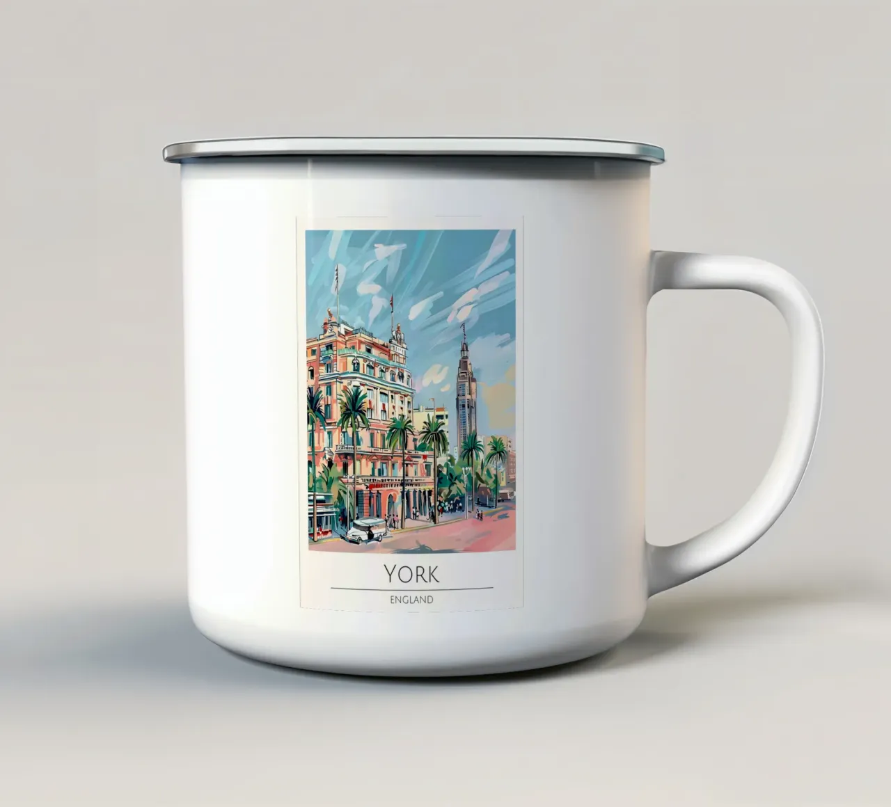 Poster di viaggio Pop Art York Inghilterra Cityscape tazza in smalto da homdeco