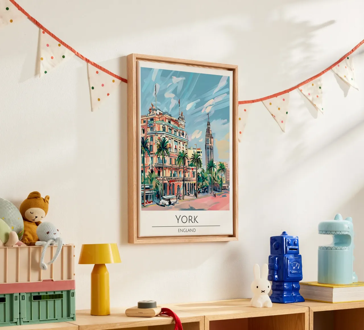 Poster di viaggio Pop Art York Inghilterra Cityscape tela con Cornice a cassetta da homdeco