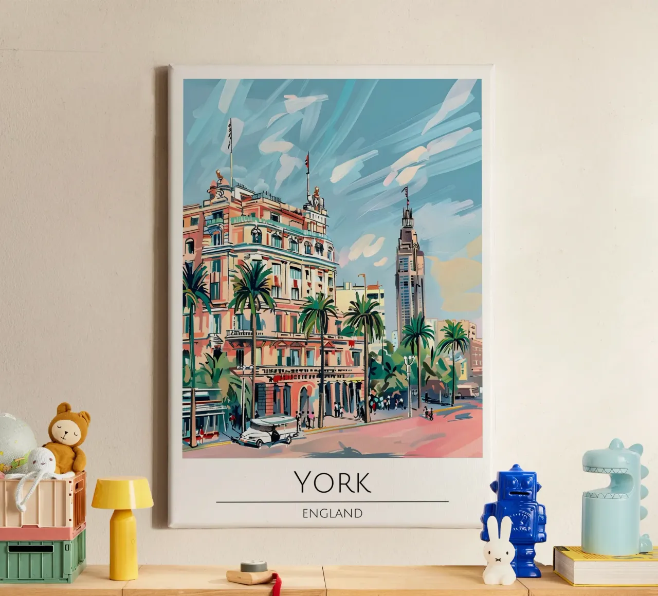 Poster di viaggio Pop Art York Inghilterra Cityscape tela con Cornice a cassetta da homdeco