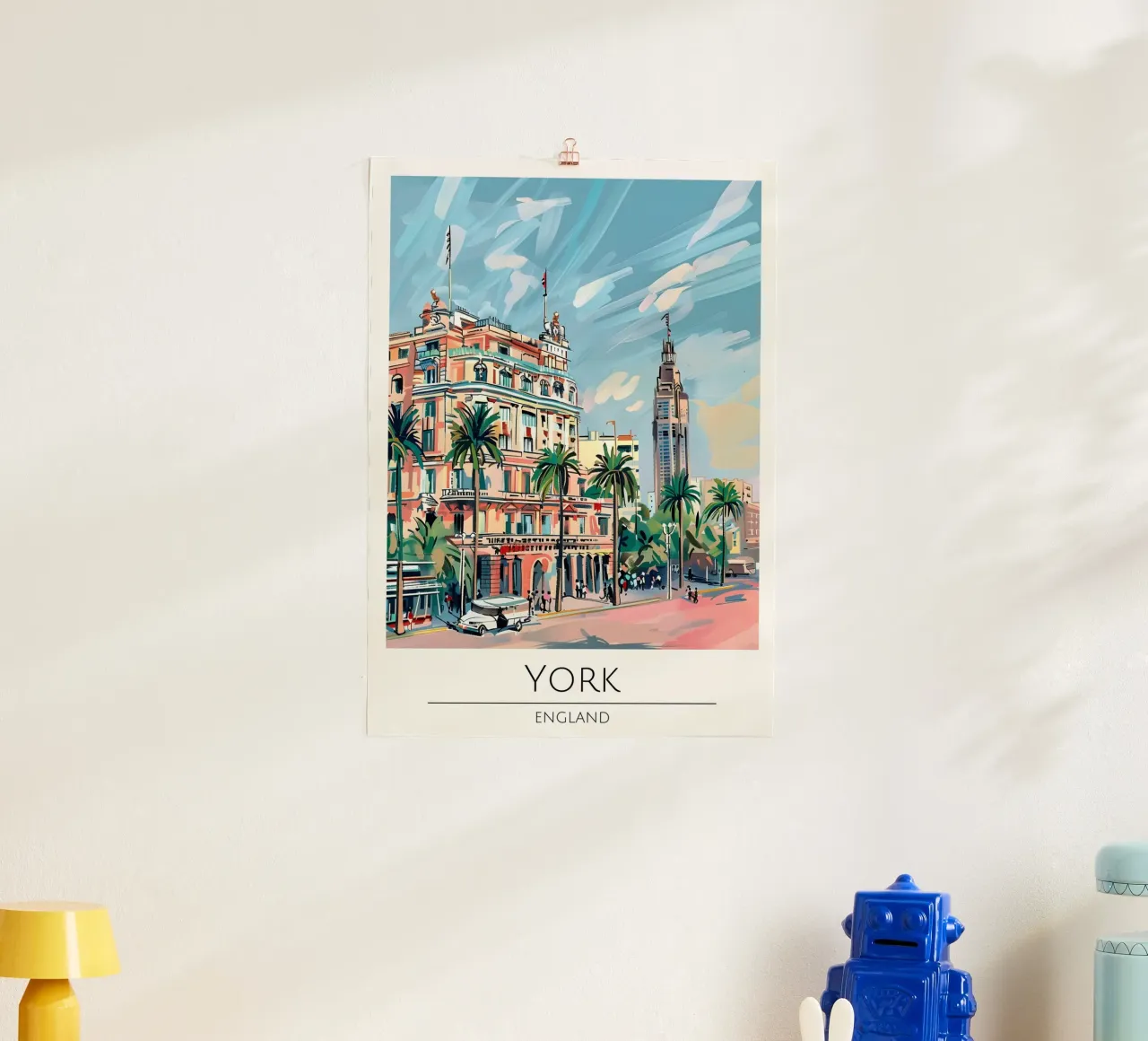 Poster di viaggio Pop Art York Inghilterra Cityscape poster con telaio in legno da homdeco