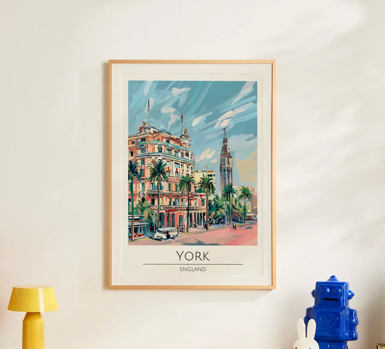 Poster di viaggio Pop Art York Inghilterra Cityscape poster con telaio in legno da homdeco