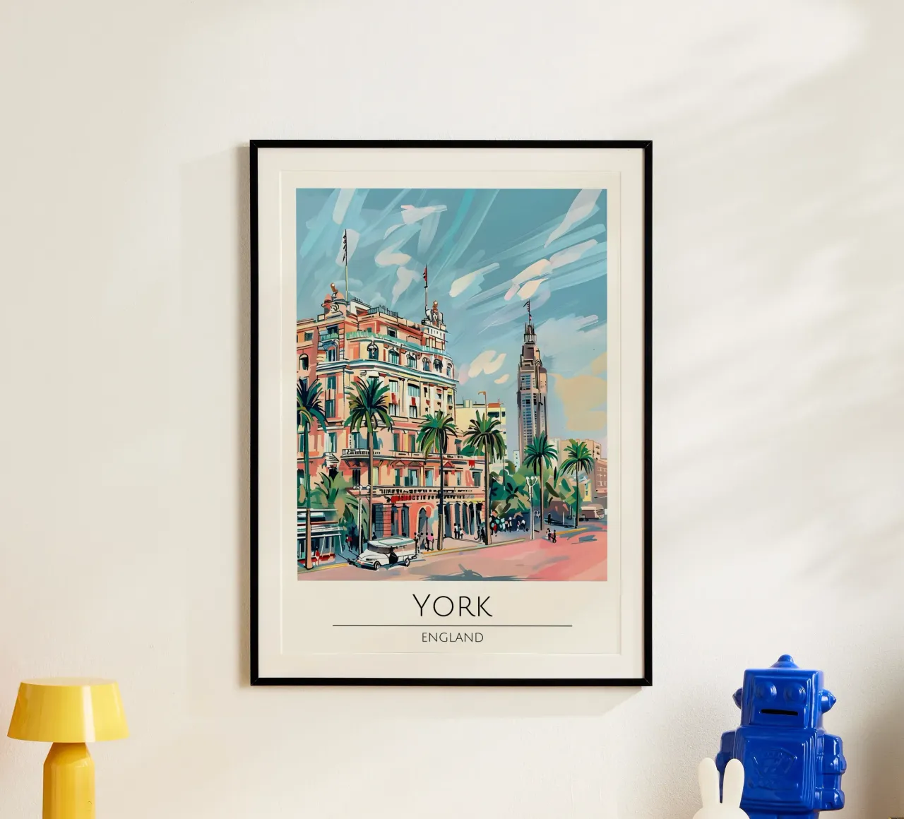 Poster di viaggio Pop Art York Inghilterra Cityscape poster con telaio in legno da homdeco