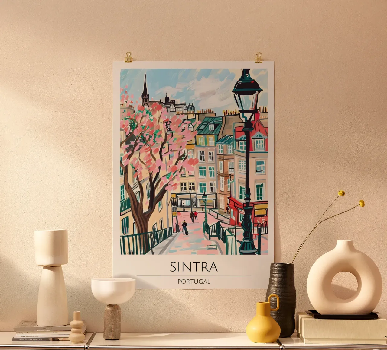 Poster di viaggio Pop Art del Palazzo di Sintra Portogallo poster con telaio in plastica da homdeco