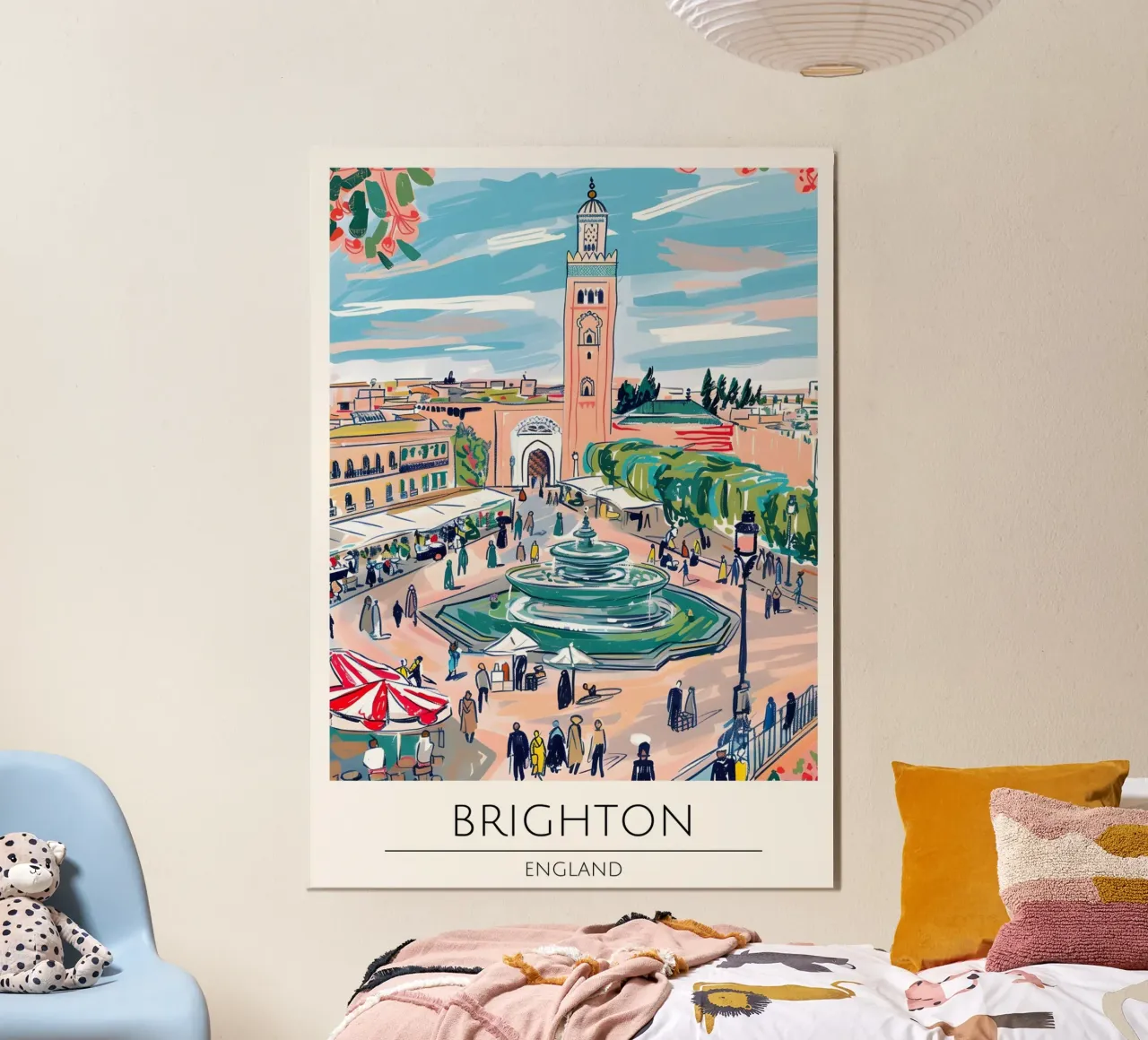 Poster di viaggio Pop Art Brighton Cityscape Inghilterra poster da homdeco