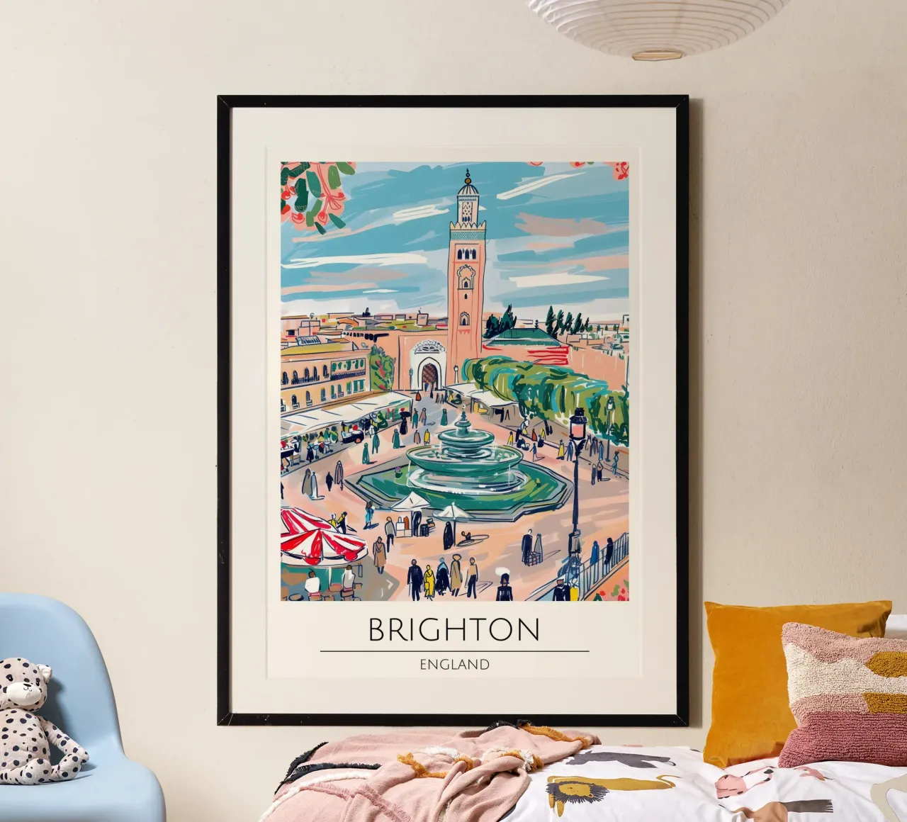 Poster di viaggio Pop Art Brighton Cityscape Inghilterra poster da homdeco