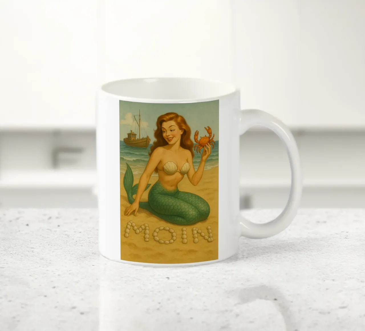 Nixe mit Krabbe tazza in ceramica da Fies&Fein