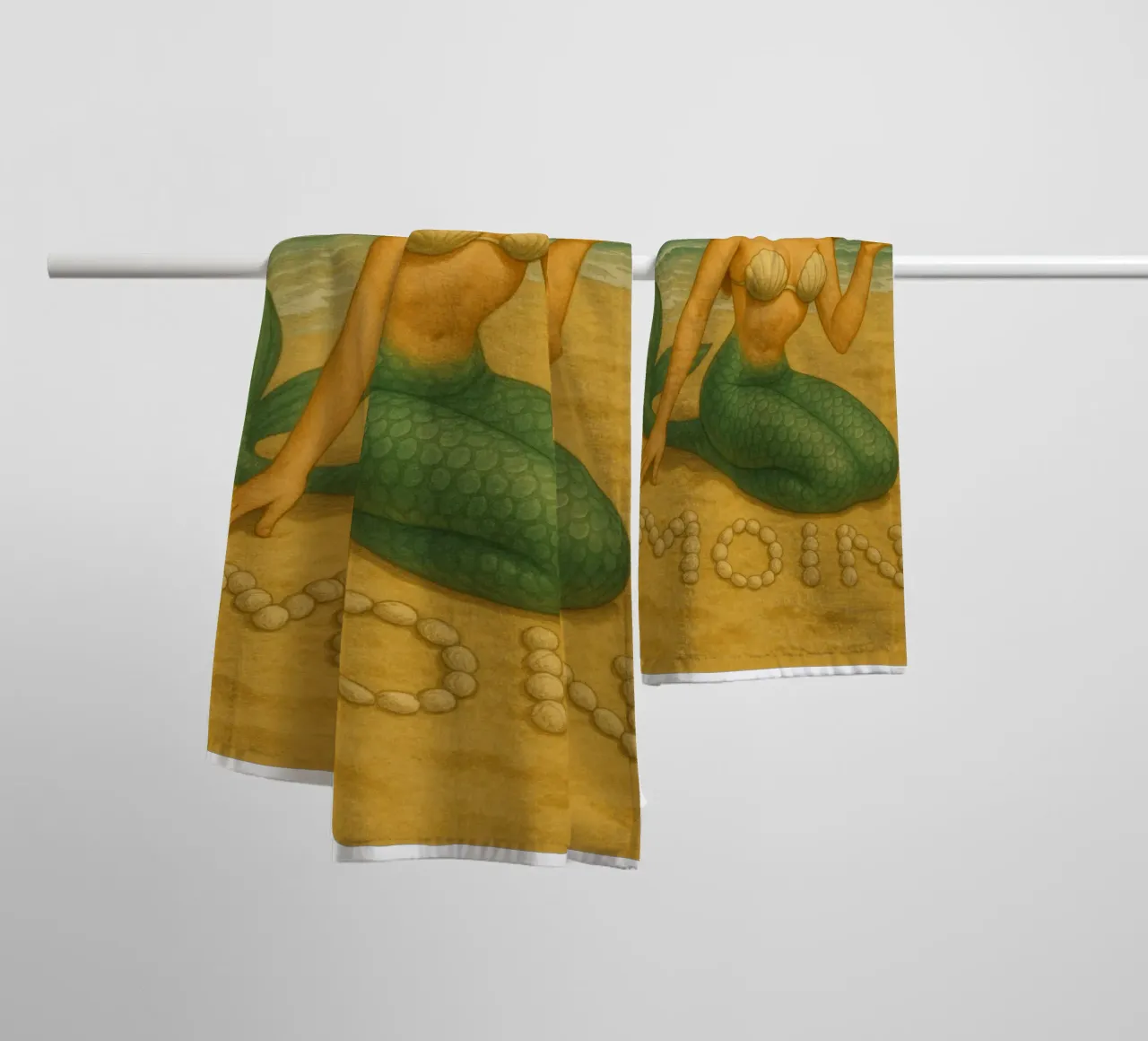 Nixe mit Krabbe asciugamano da bagno da Fies&Fein