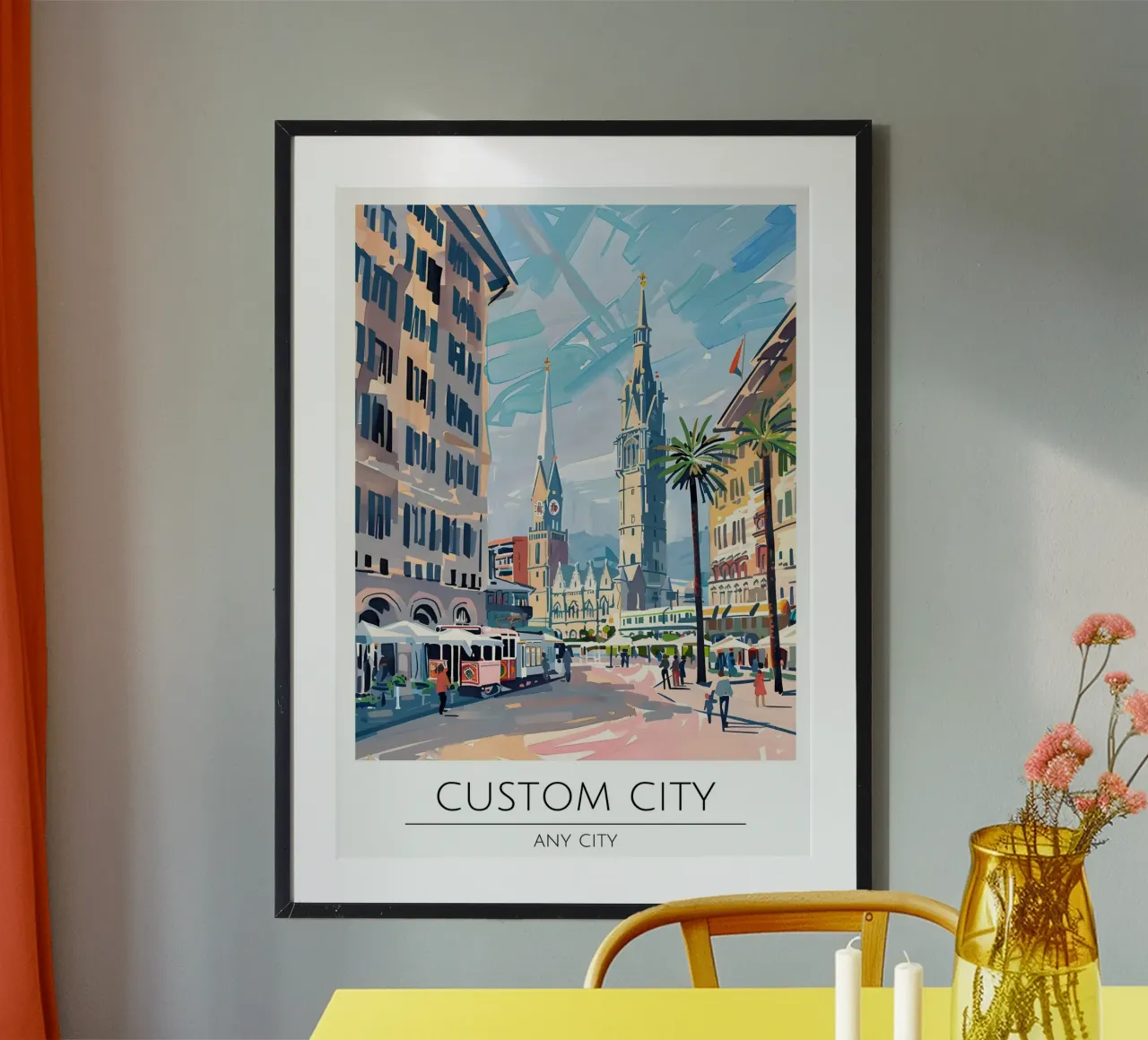 Europäisches Stadtbild Pop Art Reiseposter Poster von homdeco