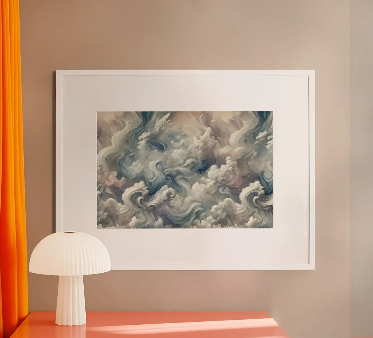 Elemento Aria Nebbia Celeste poster con telaio in plastica da Chromatic Fusion Studio