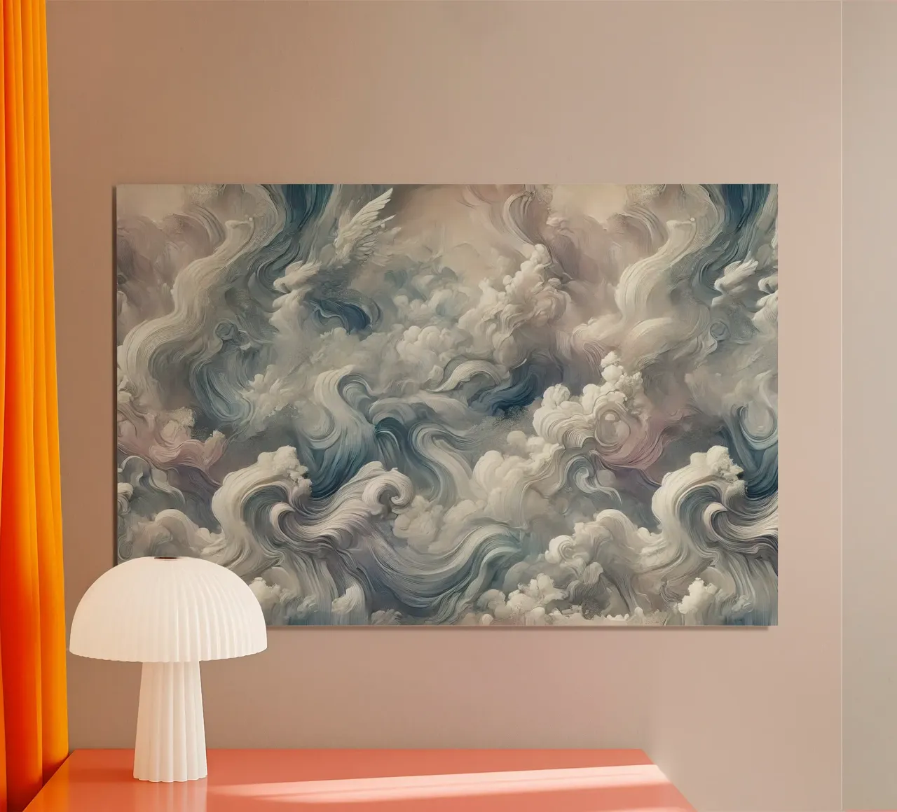 Elemento Aria Nebbia Celeste poster con telaio in plastica da Chromatic Fusion Studio