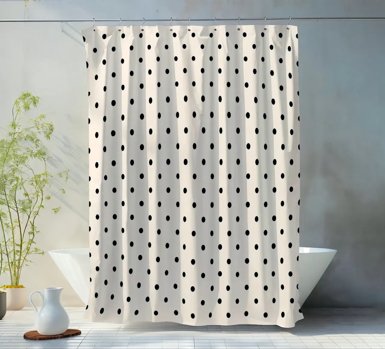 Minimal Basic Polka Dots | Nero su avorio tenda da doccia da Beauty in Simplicity
