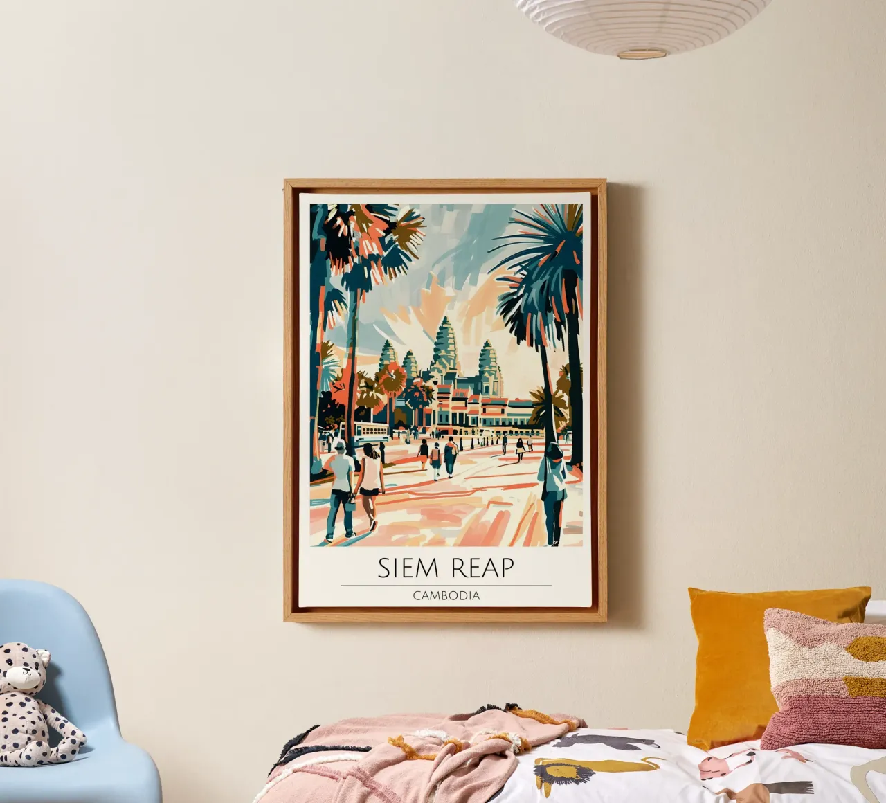Siem Reap Angkor Wat Pop Art Reisposter canvas met Baklijst van homdeco