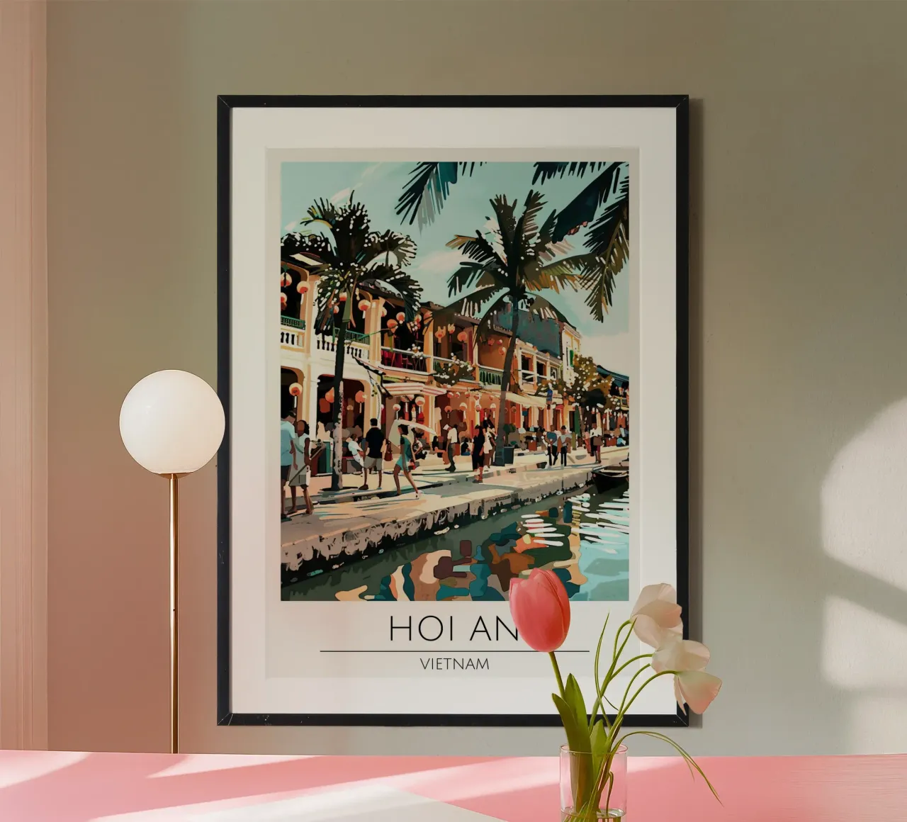 Hoi An Canal Pop Art Travel Poster Vietnam poster con telaio in plastica da homdeco