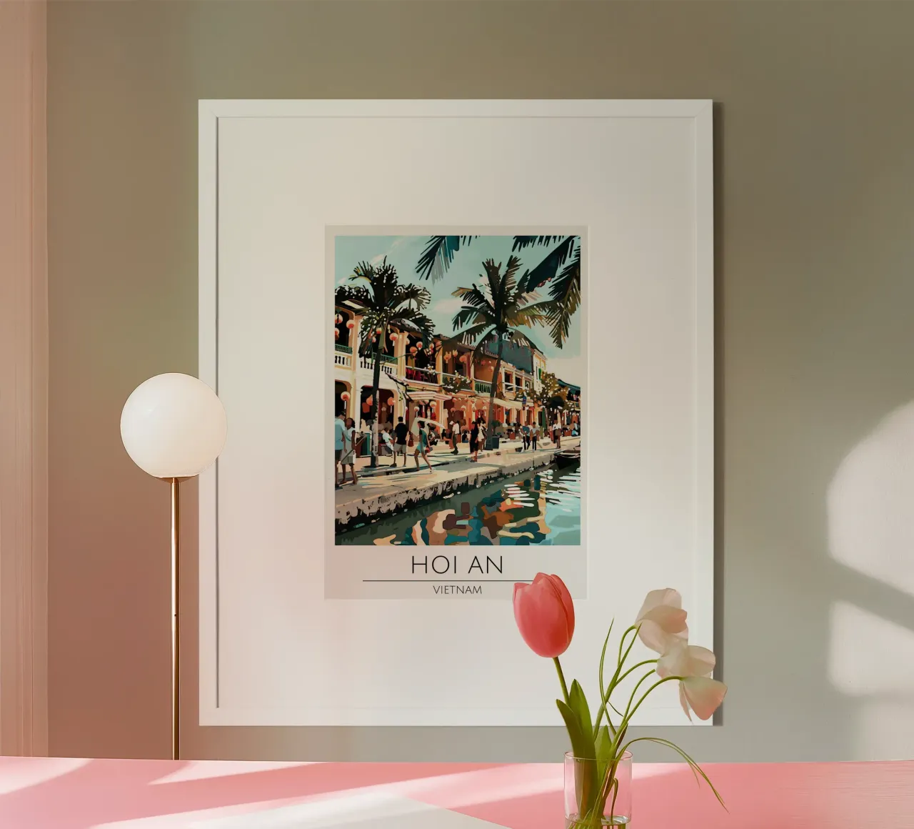 Hoi An Canal Pop Art Travel Poster Vietnam poster con telaio in plastica da homdeco