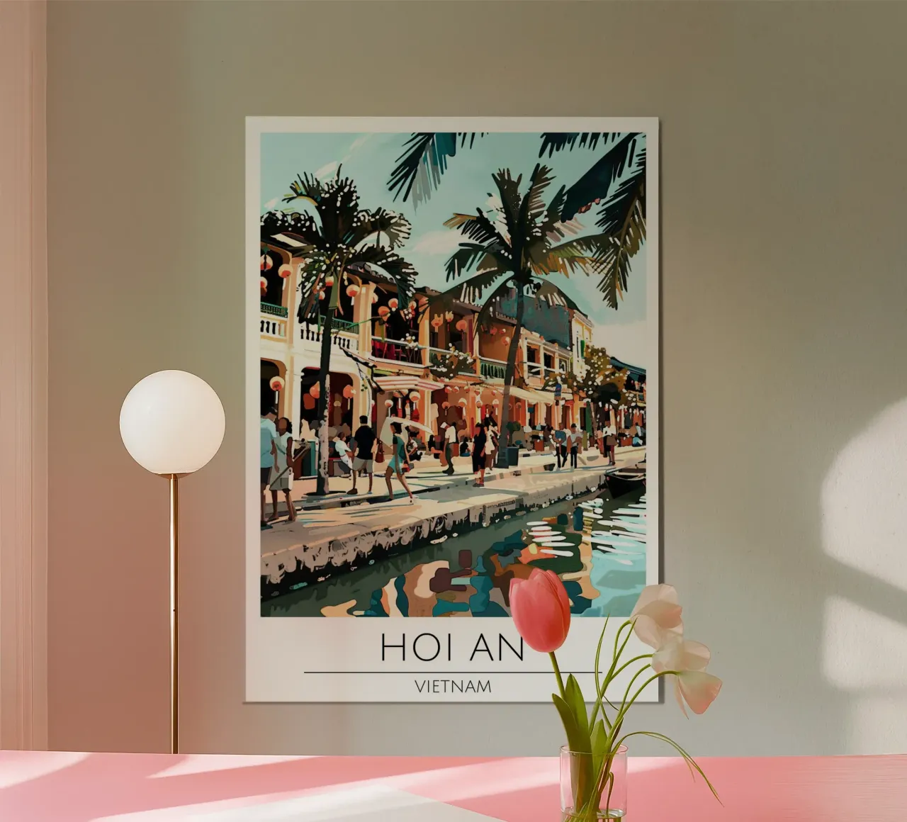Hoi An Canal Pop Art Travel Poster Vietnam poster con telaio in plastica da homdeco