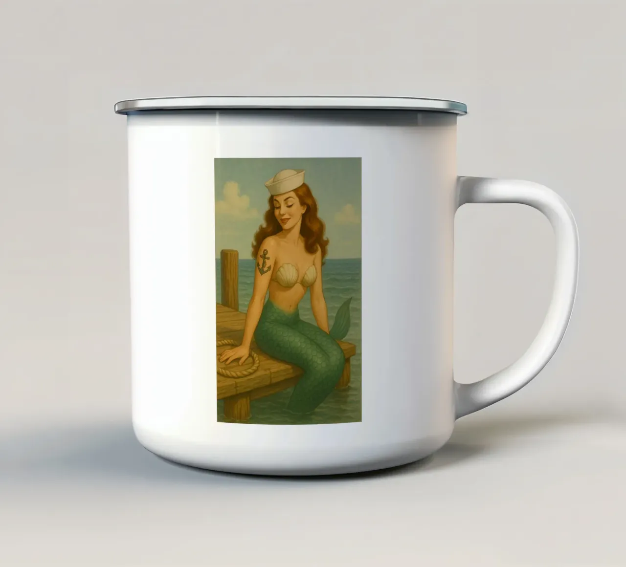 Nixe am Bootssteg tazza in smalto da Fies&Fein