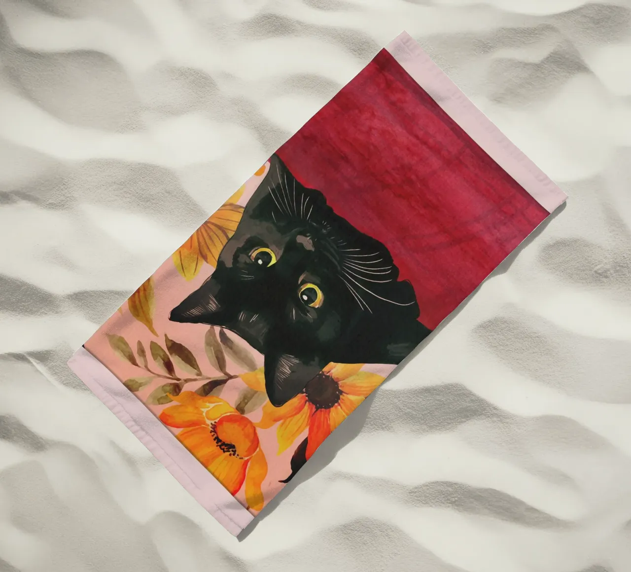Gatto nero telo mare da ThingDesign