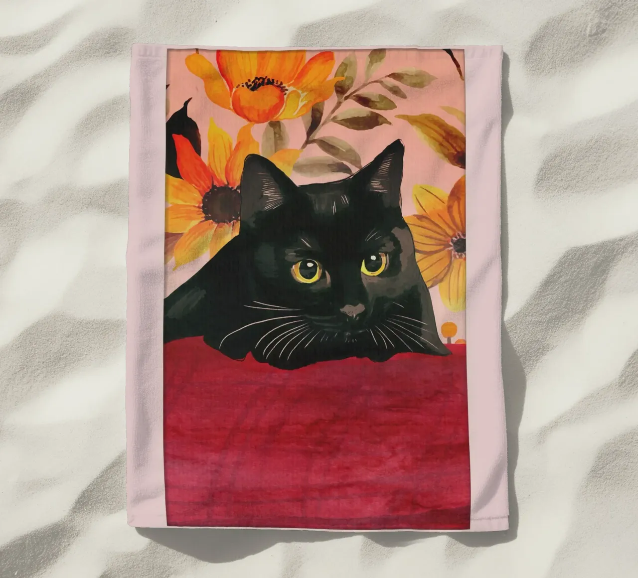 Gatto nero telo mare da ThingDesign