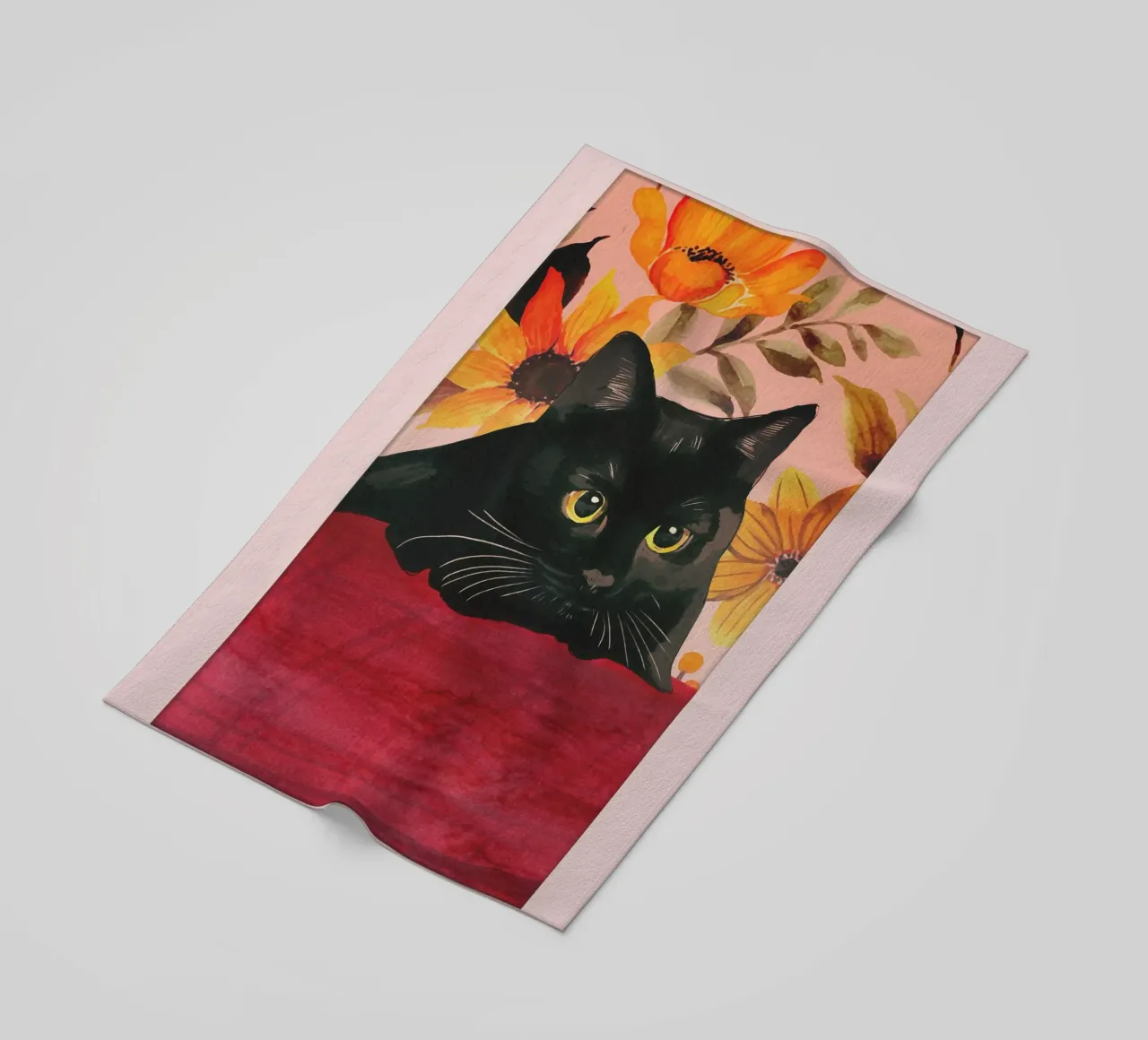 Gatto nero telo mare da ThingDesign
