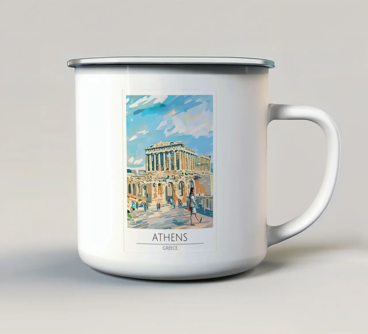 Atene Partenone Pop Art Poster di viaggio Grecia tazza in smalto da homdeco