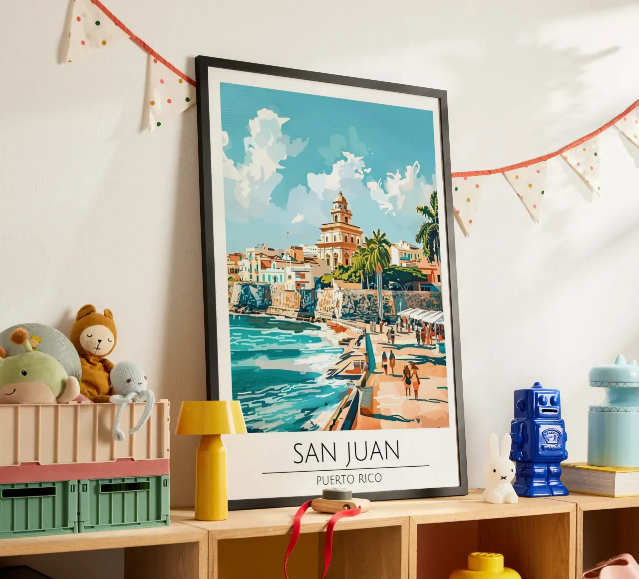 Poster da viaggio pop art della costa di San Juan PR poster da homdeco