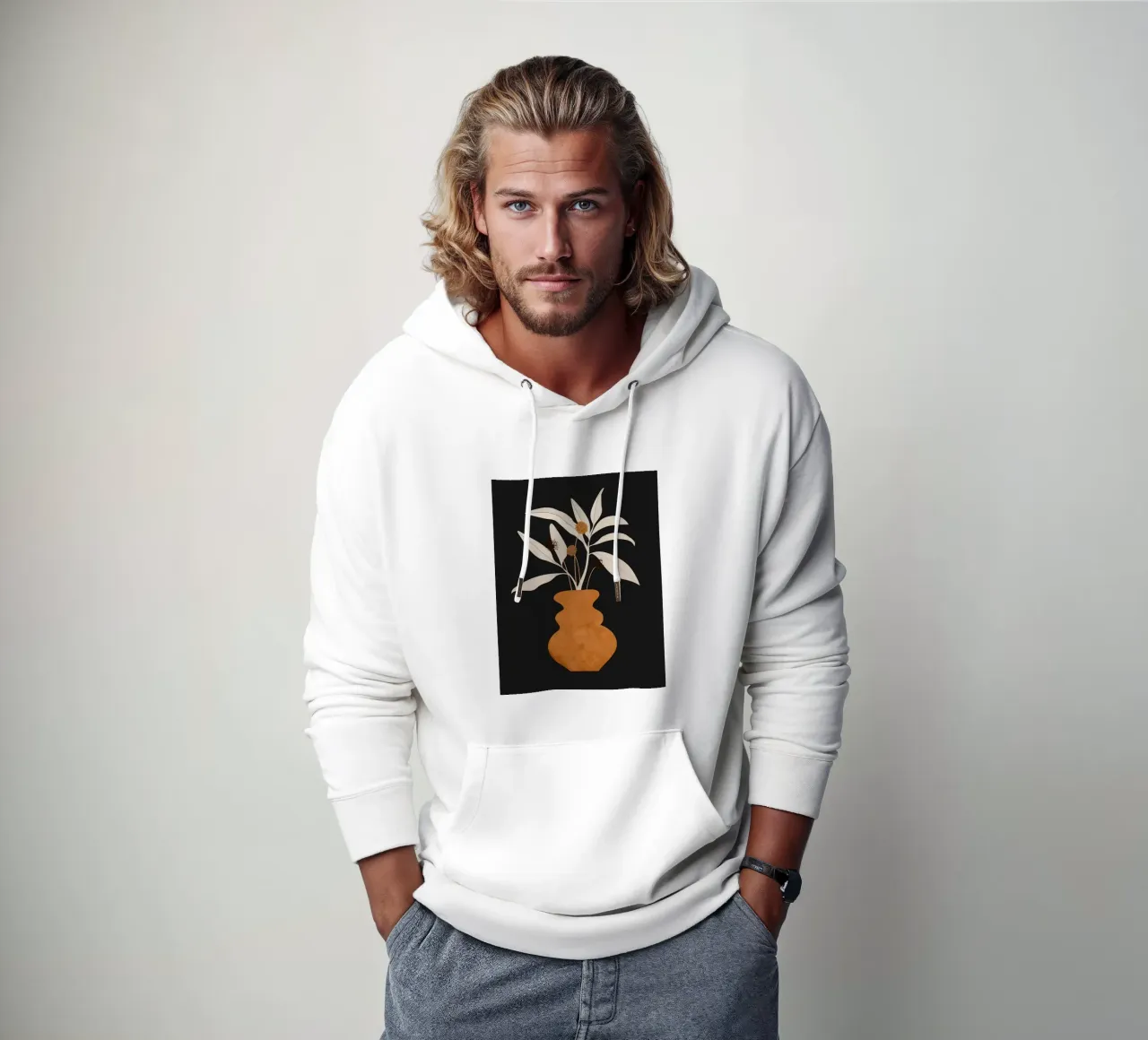 Vaso d'arte astratta minimalista Pianta 11 felpa con cappuccio da ThingDesign