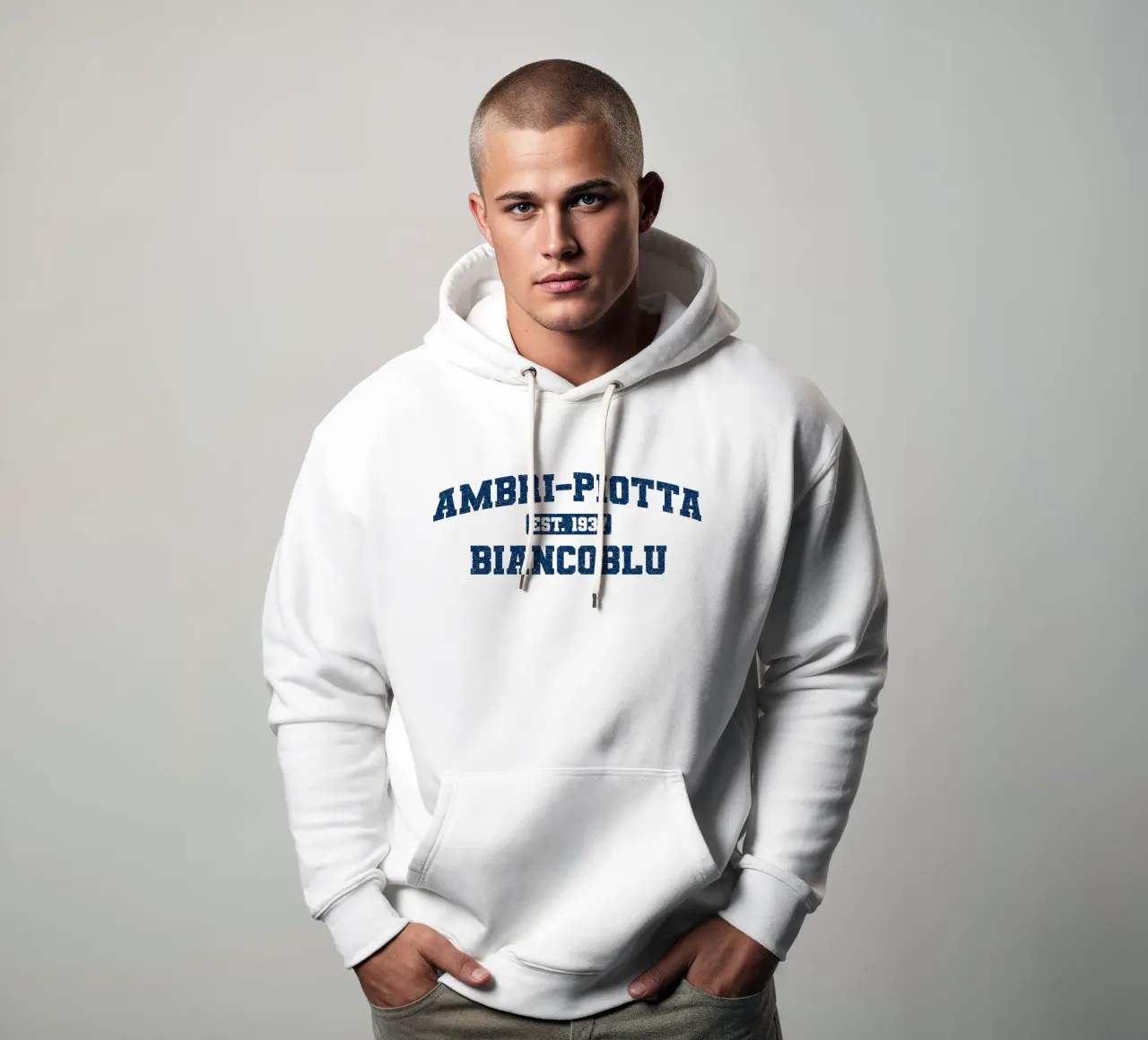 Biancoblu Ambri felpa con cappuccio da HCAP Fanshop