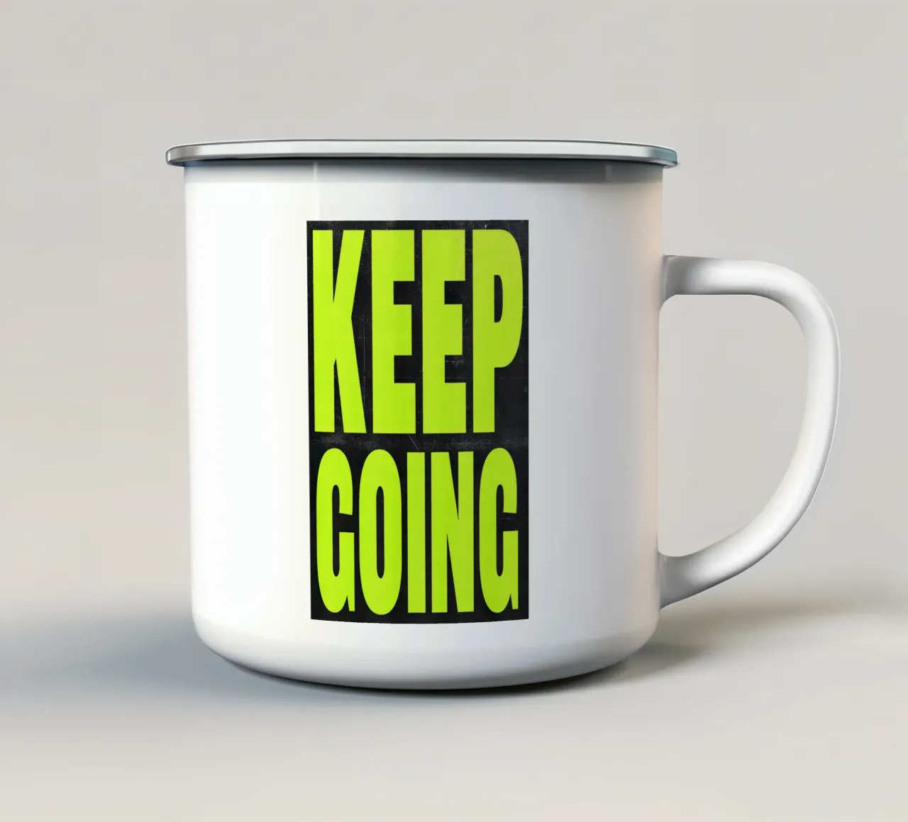 'KEEP GOING' tazza in smalto da Type & Tape