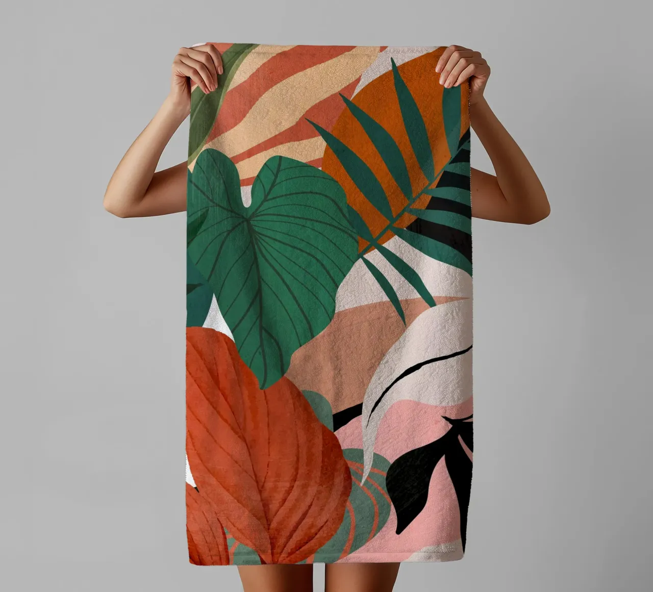 Abstract Art Tropical Leaves 44 towel by ThingDesign