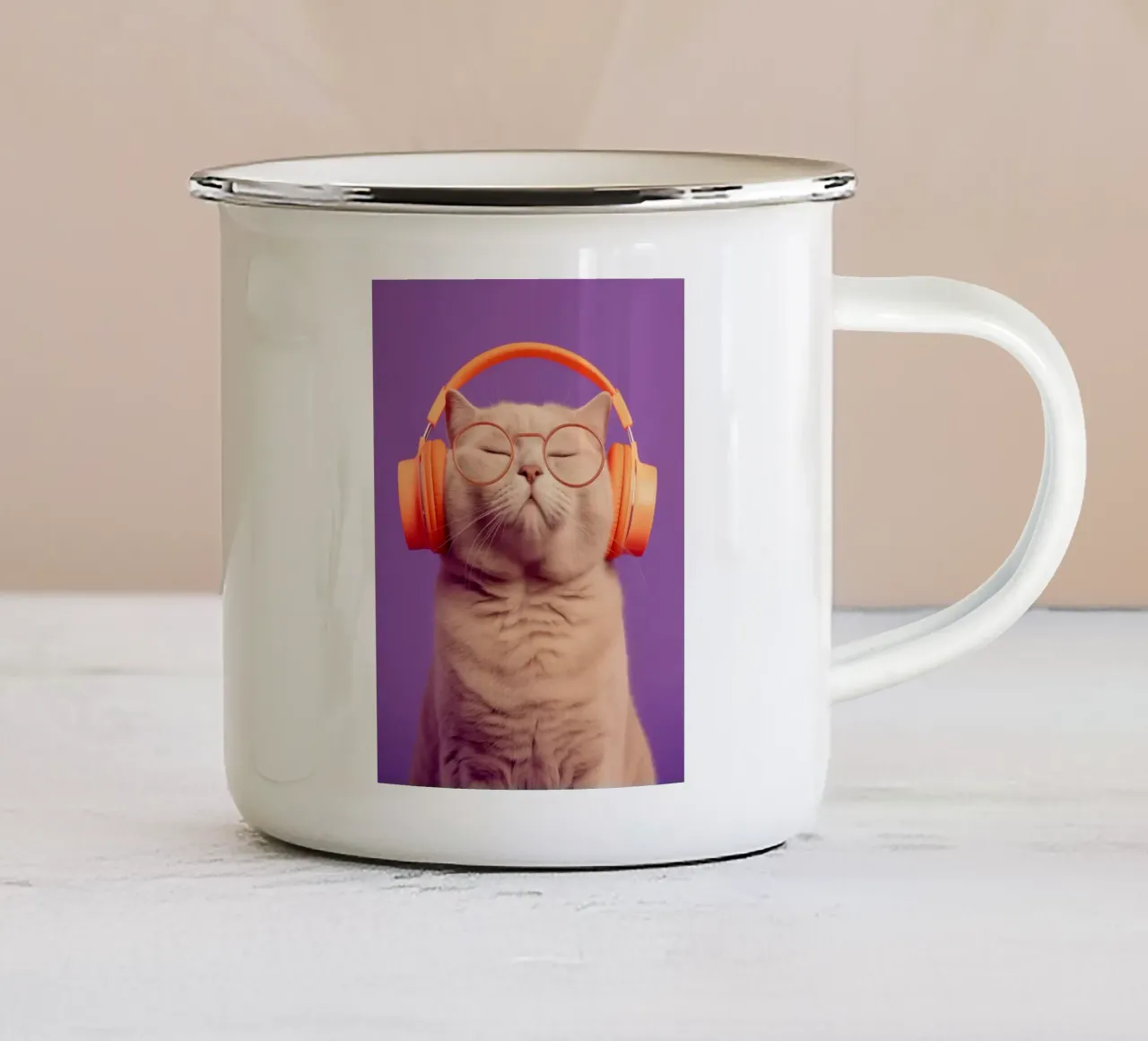 Gatto con cuffie | vibrazioni chill Generation-Z tazza in smalto da Autofocus