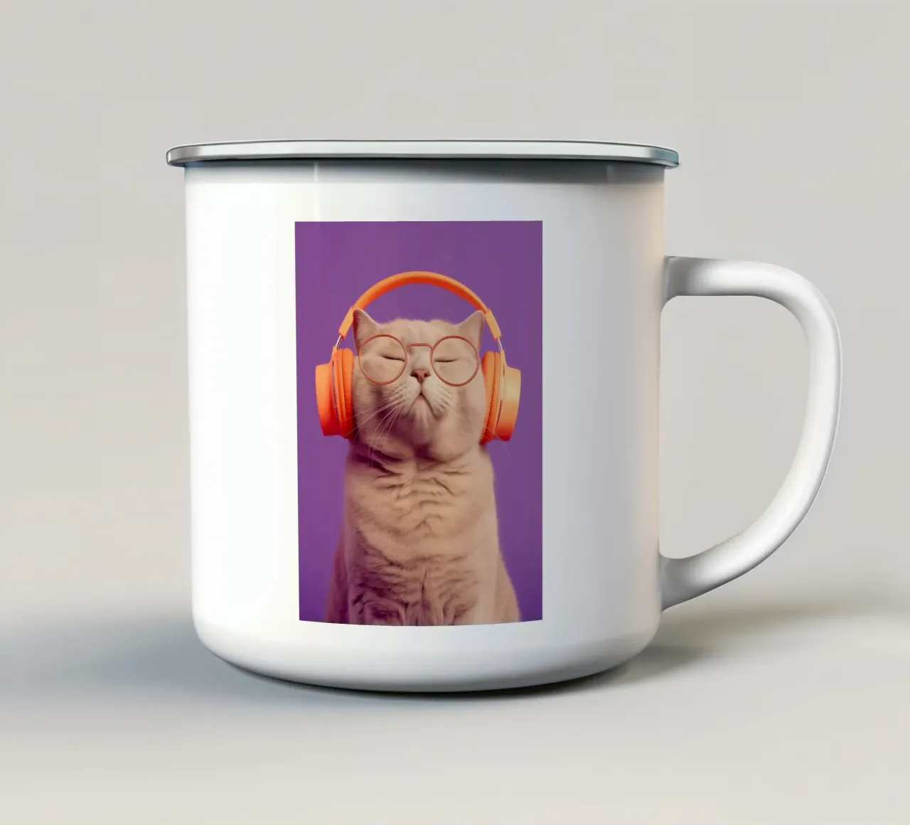 Gatto con cuffie | vibrazioni chill Generation-Z tazza in smalto da Autofocus