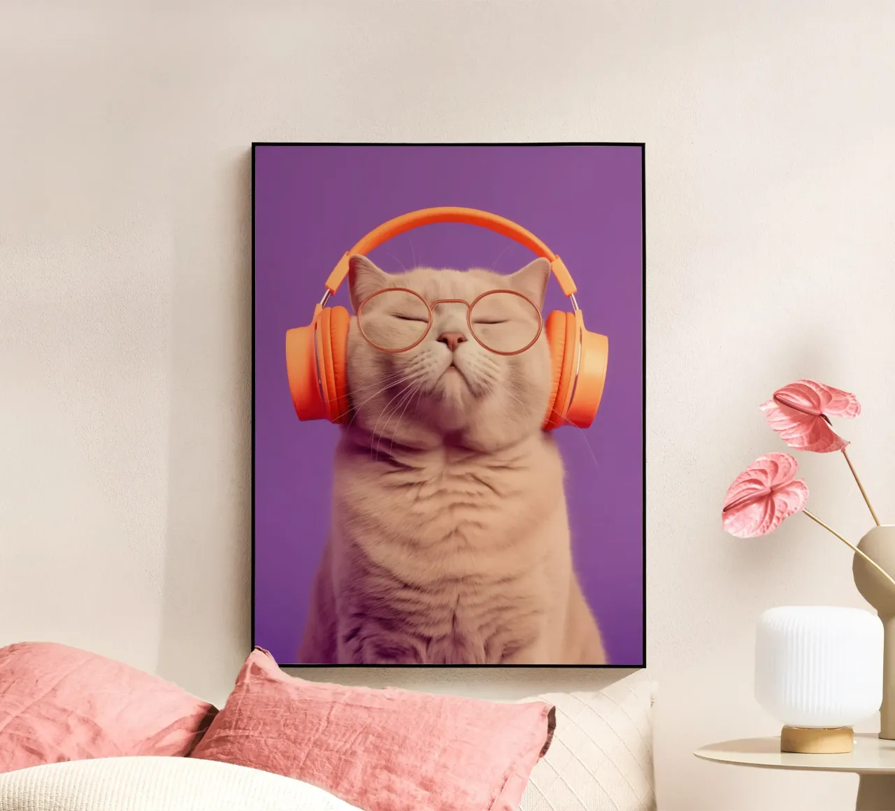 Gato con auriculares | Generation-Z chill vibes metacrilato de Autofocus