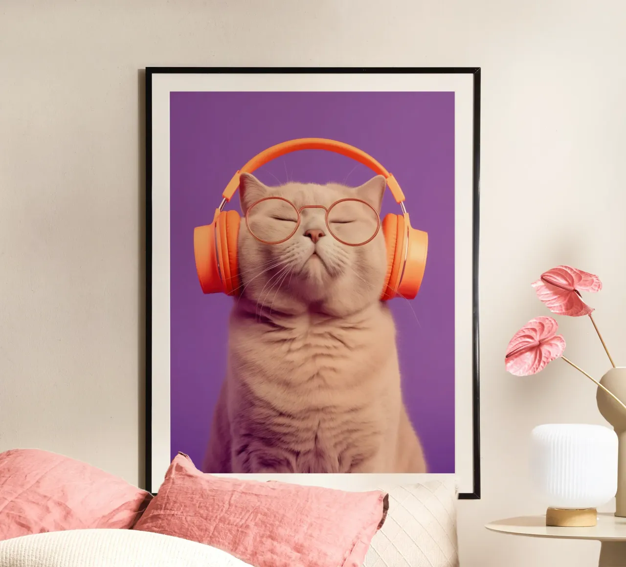 Gatto con cuffie | vibrazioni chill Generation-Z poster da Autofocus