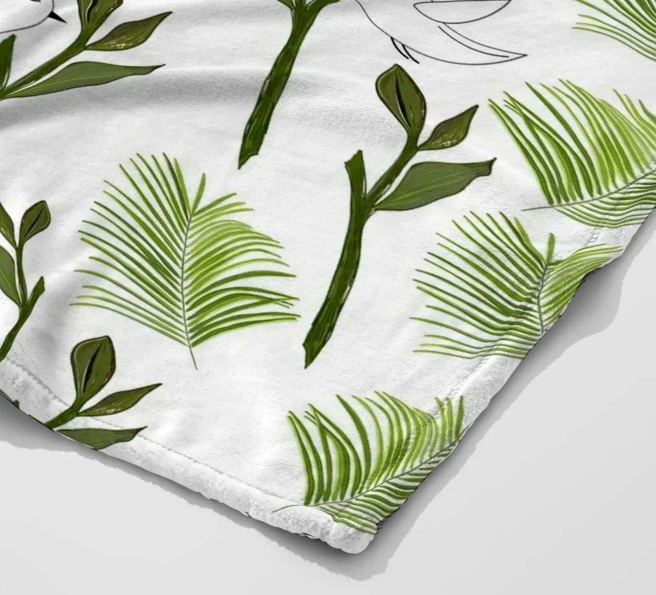 Albero uccelli e foglie di palma modello tropicale minimal coperta in pile da gulsengunel