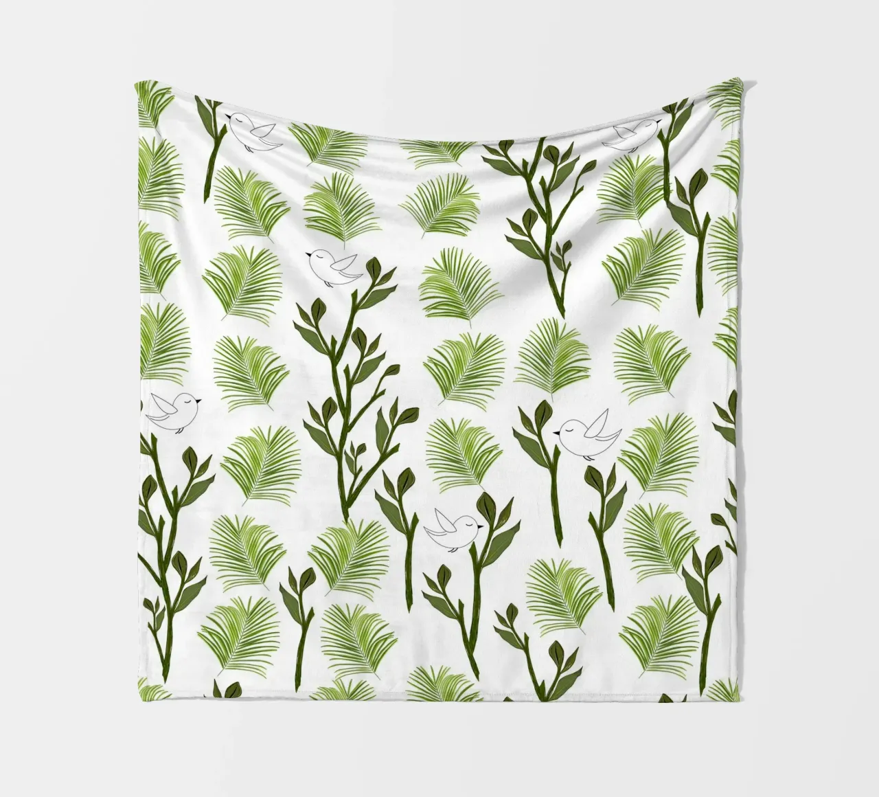 Albero uccelli e foglie di palma modello tropicale minimal coperta in pile da gulsengunel