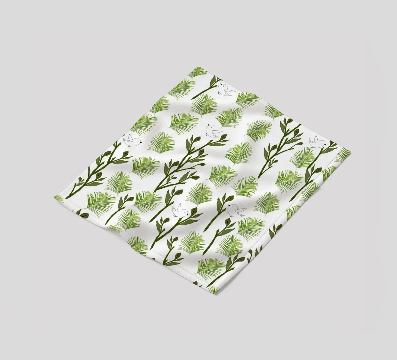 Albero uccelli e foglie di palma modello tropicale minimal coperta in pile da gulsengunel