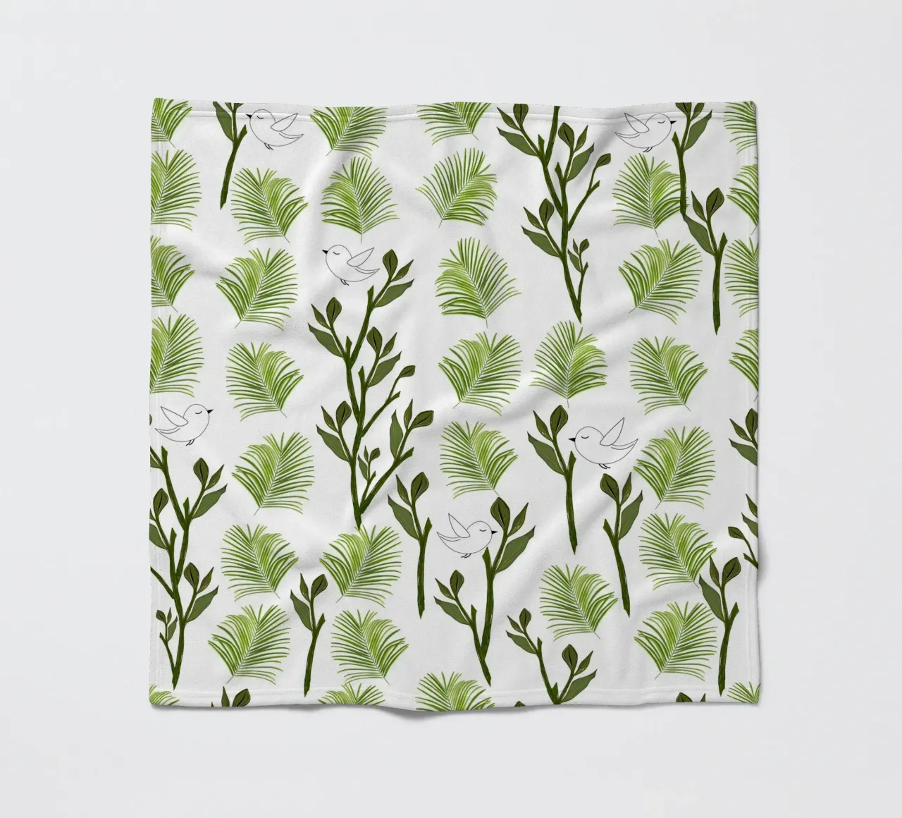 Albero uccelli e foglie di palma modello tropicale minimal coperta in pile da gulsengunel
