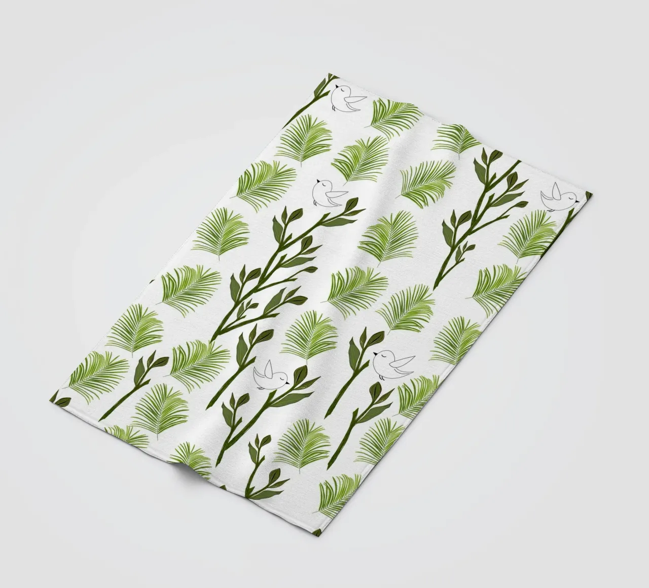 Albero uccelli e foglie di palma modello tropicale minimal coperta in pile da gulsengunel