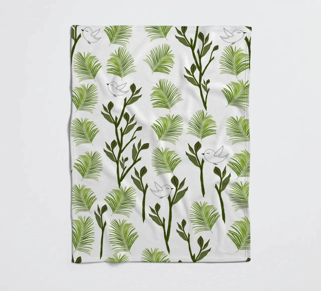 Albero uccelli e foglie di palma modello tropicale minimal coperta in pile da gulsengunel