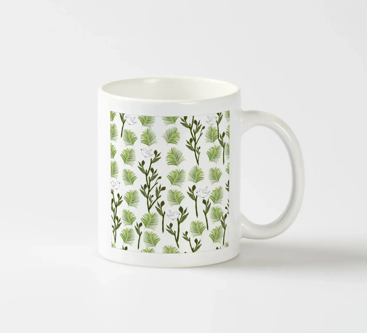 Albero uccelli e foglie di palma modello tropicale minimal tazza in ceramica da gulsengunel