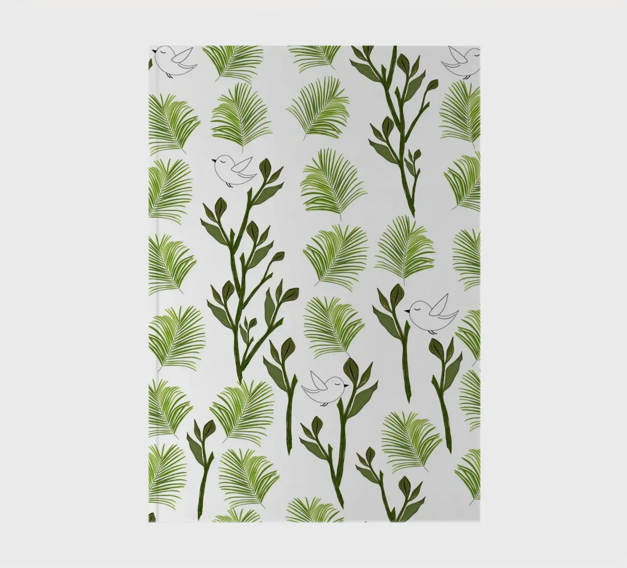 Tree birds and palm leaves tropical minimal pattern notebook by gulsengunel