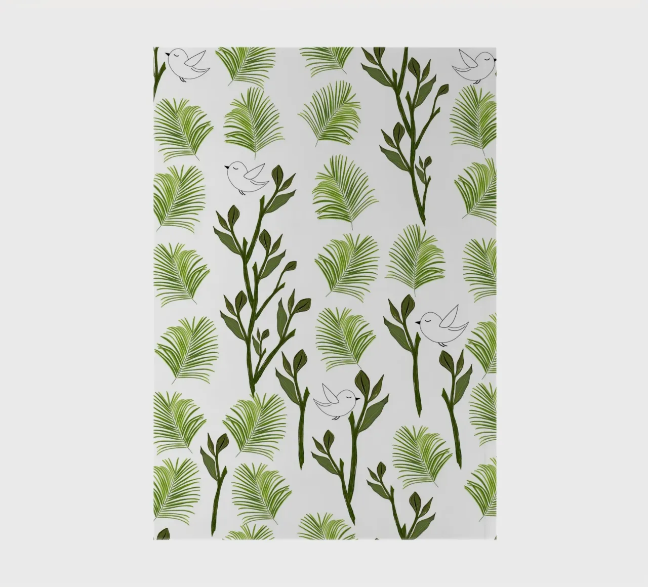 Tree birds and palm leaves tropical minimal pattern notebook by gulsengunel