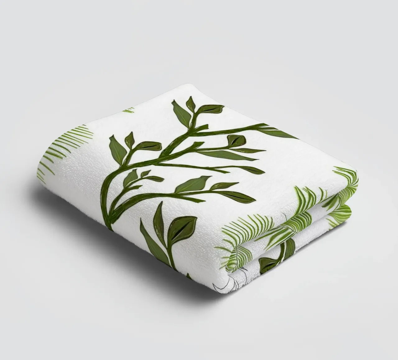 Tree birds and palm leaves tropical minimal pattern towel by gulsengunel