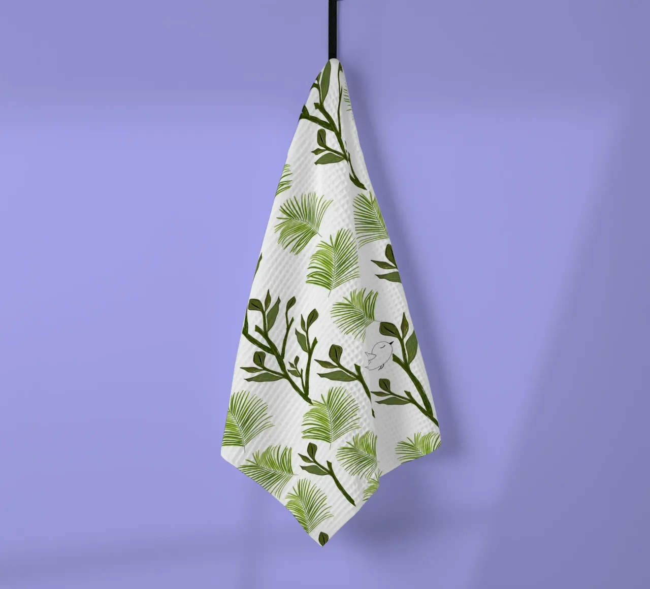 Albero uccelli e foglie di palma modello tropicale minimal canovaccio da cucina da gulsengunel