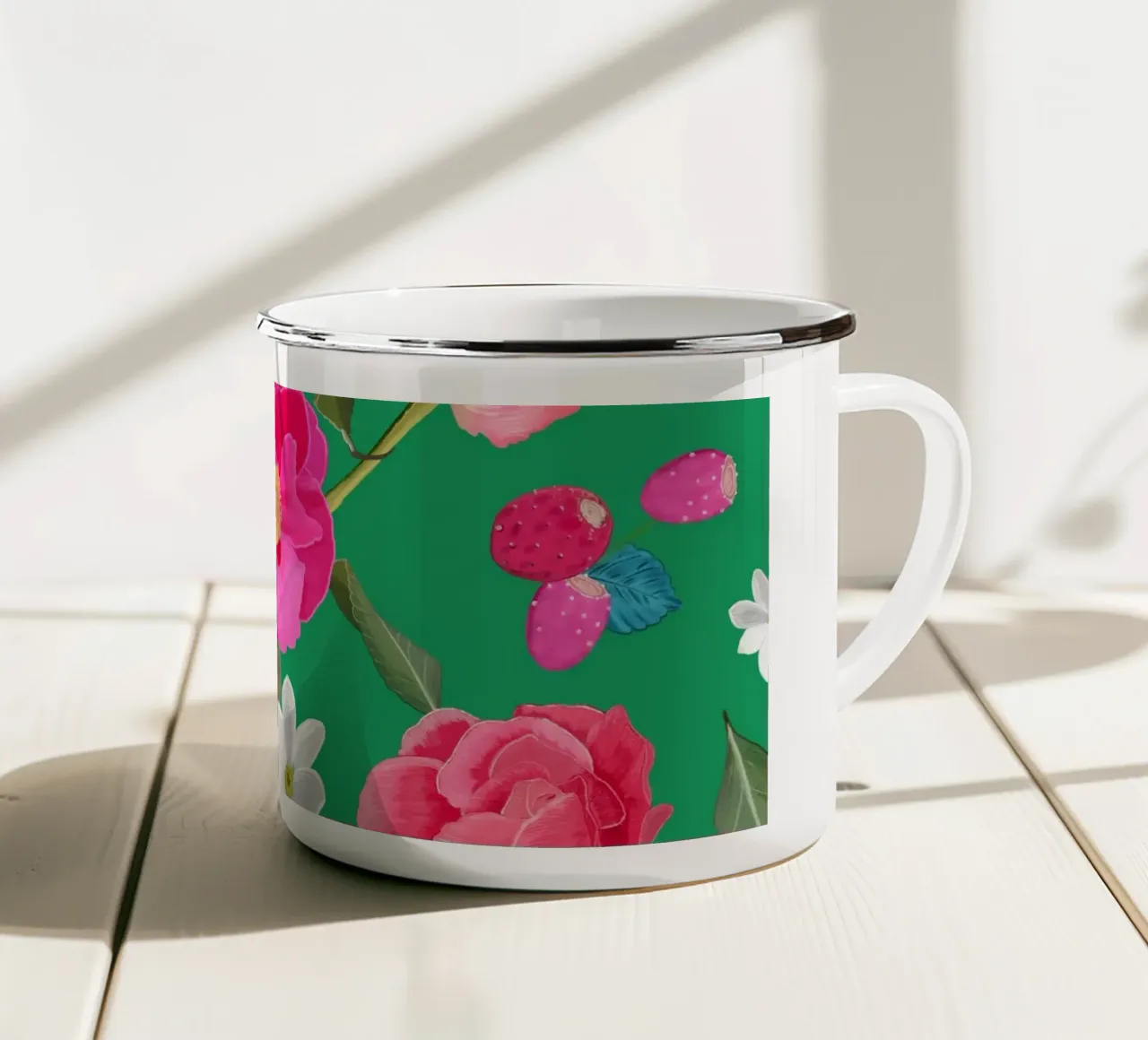 Disegnato a mano bello colorato tazza in smalto da gulsengunel